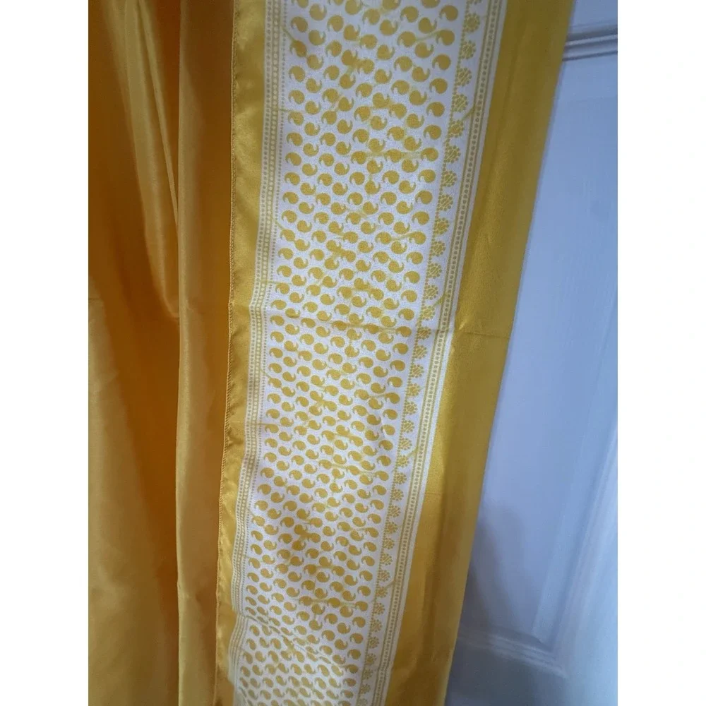 Vintage Estee Lauder Golden Yellow Scarf Paisley Print Border Large Wrap Retro